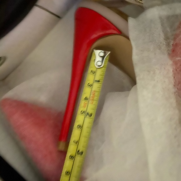 NWT red pump strap sandals with gold studs - Picture 8 of 8